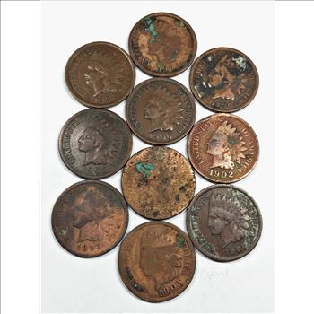 Lot of Ten (10 )Indian Head Cents*Various Dates and Grades