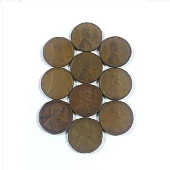 Lot of Ten 1920 Lincoln Head Wheat Cents*Various Grades