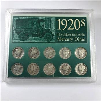 Lot of Ten 1920's Silver Mercury Head Dimes*Various Conditions and Mint Marks