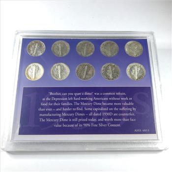Lot of Ten 1930's Silver Mercury Head Dimes*Various Conditions and Mint Marks