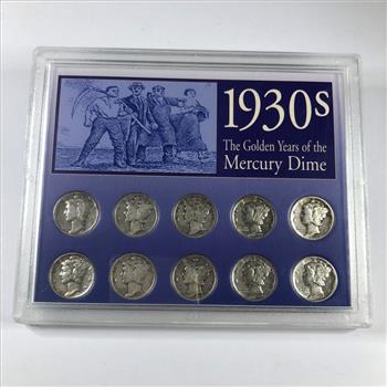 Lot of Ten 1930's Silver Mercury Head Dimes*Various Conditions and Mint Marks