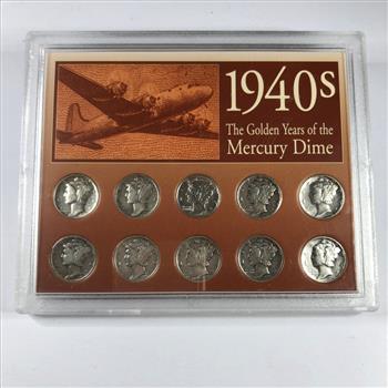 Lot of Ten 1940's Silver Mercury Head Dimes*Various Conditions and Mint Marks