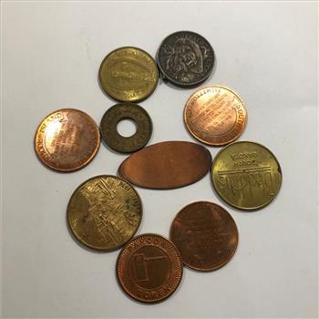 Lot of Ten Medallions/Tokens: Commemorative State Medallion, Tax Token, Gaming Tokens and More