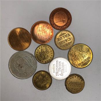 Lot of Ten Various Tokens: Arcade, State, Shell Presidential Game and Wall Drug
