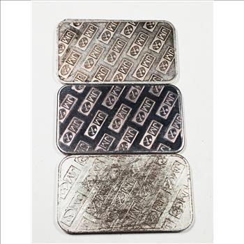 Lot of Three (3) 1 Troy Ounce Johnson Matthey .999 Silver Bars*Numbered*Total of Three Troy Ounces