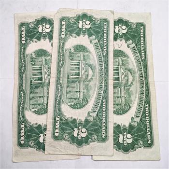 Lot of Three (3) Series 1953 $2 United States Red Seal Notes