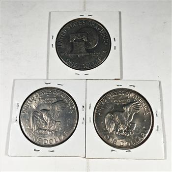 Lot of Three Eisenhower Dollars: 1978-D, 1977-D and US Bicentennial 1976-D*High Grade
