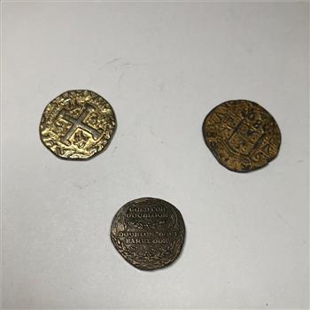 Lot of Three Gold Cob Doubloon Replicas