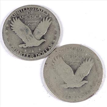 Lot of Two (2) Undated Standing Liberty Quarters