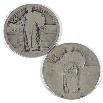 Lot of Two (2) Undated Standing Liberty Quarters
