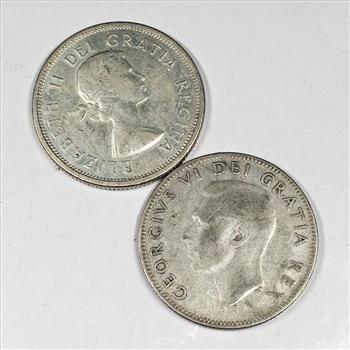 Lot of Two Canadian Silver 25 Cent Coins