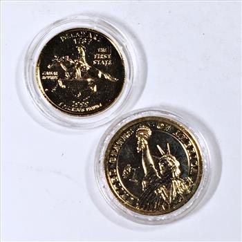 Lot of Two Colorized Presidential Dollars Commemorating Barack Obama & Joe Biden