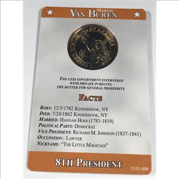 Martin Van Buren Presidential Commemorative Dollar*Brilliant Uncirculated*Facts Card