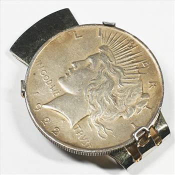 Metal Money Clip*Higher Grade 1922 Peace Silver Dollar