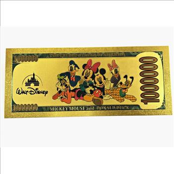 Mickey Mouse Gold Foil Million Dollar Commemorative Banknote
