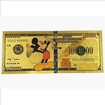 Mickey Mouse Gold Foil Million Dollar Commemorative Banknote