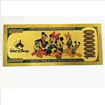 Mickey Mouse Gold Foil Million Dollar Commemorative Banknote