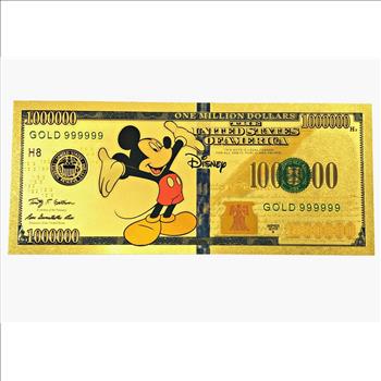 Mickey Mouse Gold Foil Million Dollar Commemorative Banknote
