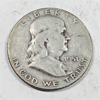 MINT ERROR*1951-D Silver Franklin Half Dollar*Lamination Error