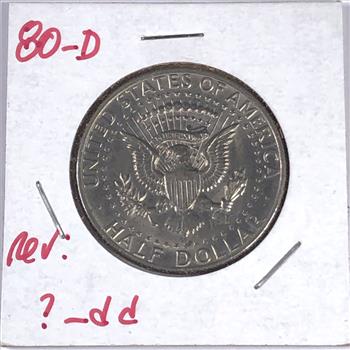 MINT ERROR*1980-D Kennedy Half Dollar*Double Die Reverse*High Grade