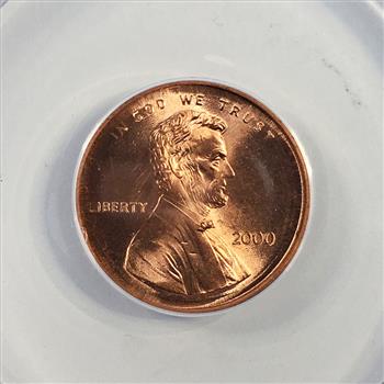 MINT ERROR*2000 Lincoln Head Memorial Cent*Broadstruck-Counting Wheel Damage*Graded MS60 Details by ANACS