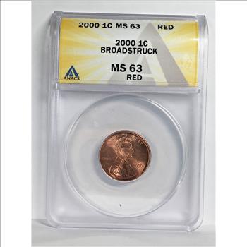 MINT ERROR*2000 Lincoln Head Memorial Cent*Graded MS63 RED BROADSTRUCK