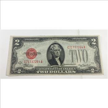 MINT ERROR*MISCUT*Series 1928D $2 Red Seal United States Note*Circulated*Crisp Paper