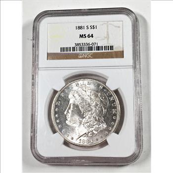MS64 1881-S Morgan Silver Dollar Graded by NGC