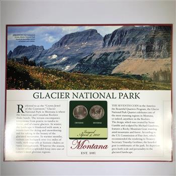 National Park Quarter Display Board featuring Glacier Uncirculated Commemorative *High Grade