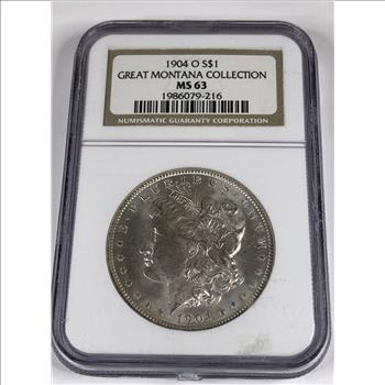 NGC 1904 New Orleans MS63 Graded Morgan Silver Dollar Great Montana Hoard