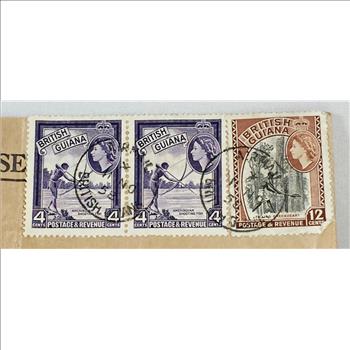 On Her Majesty's Service*Queen Elizabeth British Guiana Stamps and Envelope to US Dept of Agriculture*Mailed in 1958* - Sealed Envelope