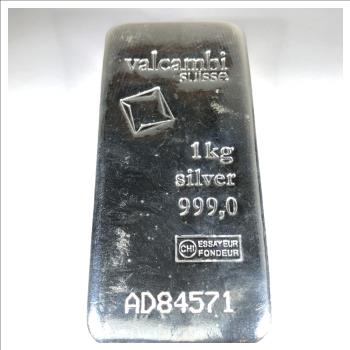 One (1) Kilo .999 Fine Silver Bar*Numbered*Assay Certificate*valcambi