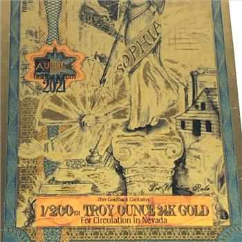One 5 Nevada Goldbacks*1/200 Troy Ounce of 24K Gold*For Circulation in Nevada