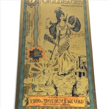 One 5 Nevada Goldbacks*1/200 Troy Ounce of 24K Gold*For Circulation in Nevada