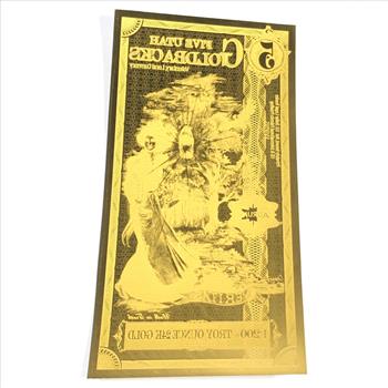 One 5 Utah Goldbacks*1/200 Troy Ounce of 24K Gold*For Circulation in Utah