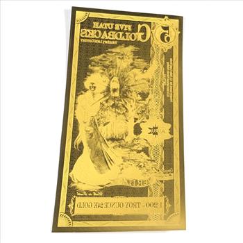One 5 Utah Goldbacks*1/200 Troy Ounce of 24K Gold*For Circulation in Utah