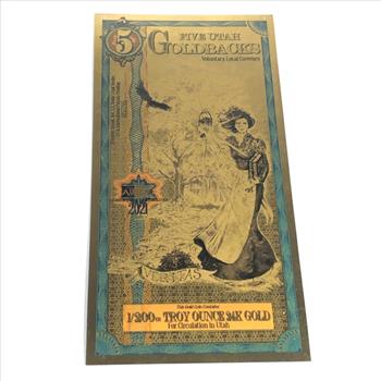 One 5 Utah Goldbacks*1/200 Troy Ounce of 24K Gold*For Circulation in Utah