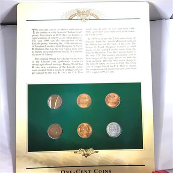 One Cent Coins*Indian Head Cent, Lincoln Head Wheat and Memorial Cents PLUS 3c US Postage Stamp