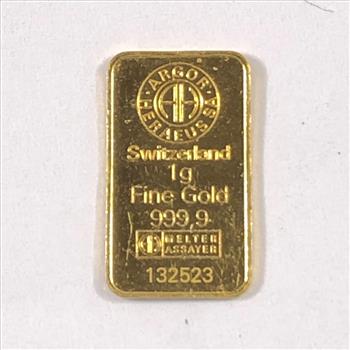 One Gram .9999 Fine Gold Bar*Numbered*Switzerland
