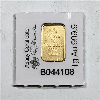 One Gram 999.9 Fine Gold Bar*PAMP