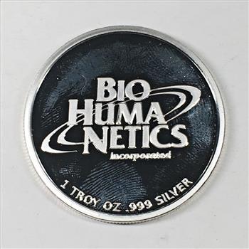 One Ounce .999 Fine Proof Silver Round*Bio-Huma-Netics*40 Year Anniversary