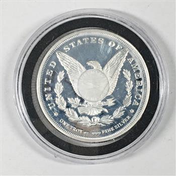 One Ounce .999 Fine Proof Silver Round*Morgan Dollar Design*In Protective Capsule