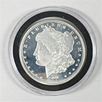 One Ounce .999 Fine Proof Silver Round*Morgan Dollar Design*In Protective Capsule