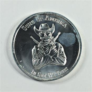 One Ounce .999 Fine Silver*Guns Up America*In God We Trust*Your Right to Bear Arms