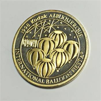 One Troy Ounce .999 Fine Proof Silver Round Highlighted in 24K Gold*1998 Albuquerque International Balloon Fiesta
