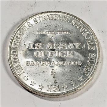 One Troy Ounce .999 Fine Proof Silver Round*Minted From US Strategic Silver Stockpile