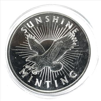 One Troy Ounce .999 Fine Proof Silver Round*Sunshine Minting*In Capsule