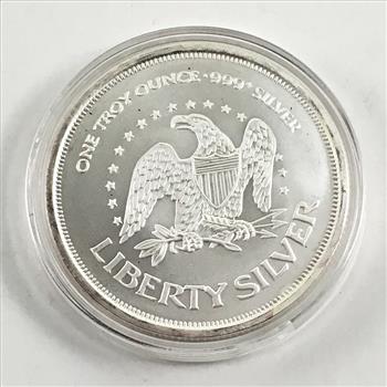 One Troy Ounce .999+ Fine Proof Silver*Liberty Silver*In Protective Capsule