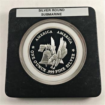 One Troy Ounce .999 Fine Proof Silver*Submarine-Denizens of the Deep*In Protective Capsule