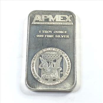 One Troy Ounce .999 Fine Silver Bar*APMEX